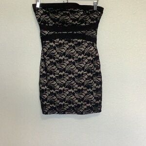 Guess Black and Cream Lace Mini Dress